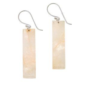 Colleen Lopez Sterling Silver Rectangular Morganite Drop Earrings